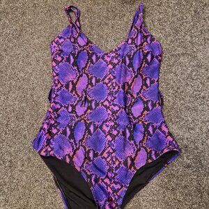 Ladies New Look Purple Snake Print Swimsuit